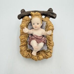 VTG Nativity Baby Jesus Figurine Manger Creche Christmas Religious Decor 3.5"